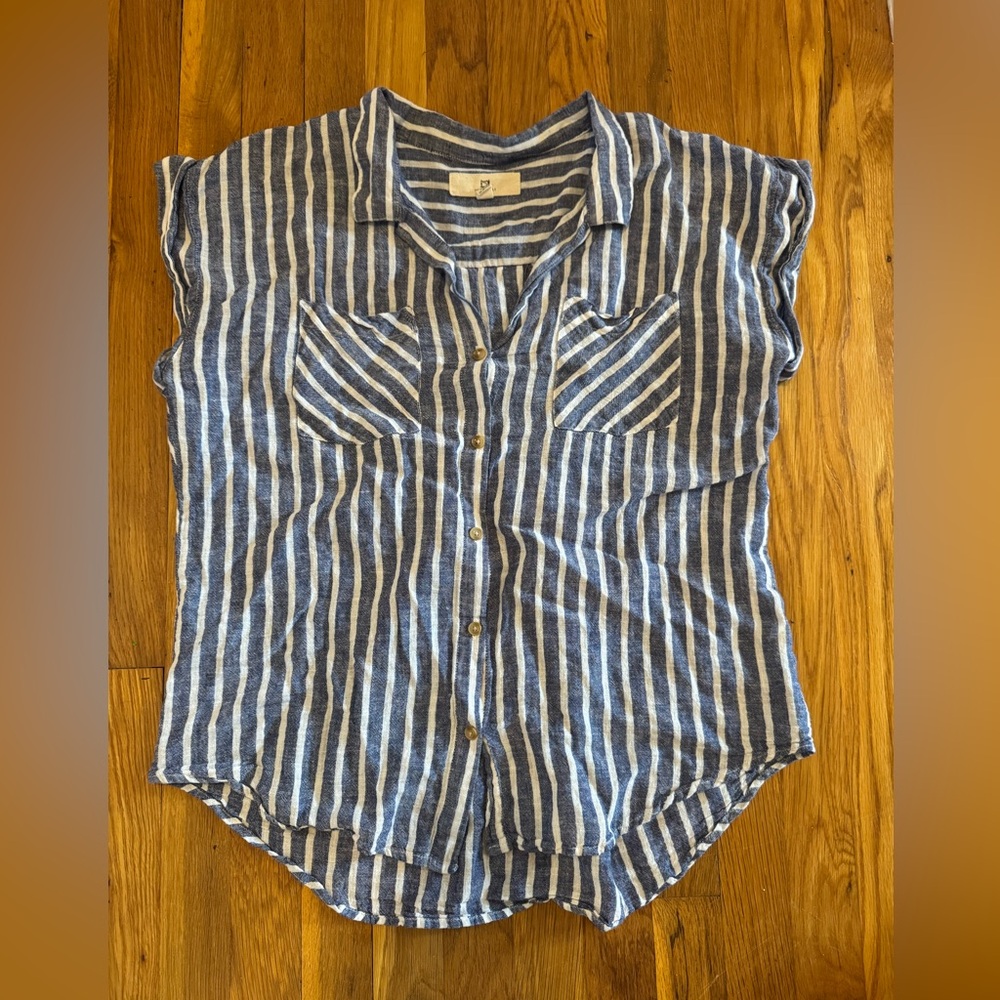 Thread & Supply Blue and White Striped Button Down Shirt